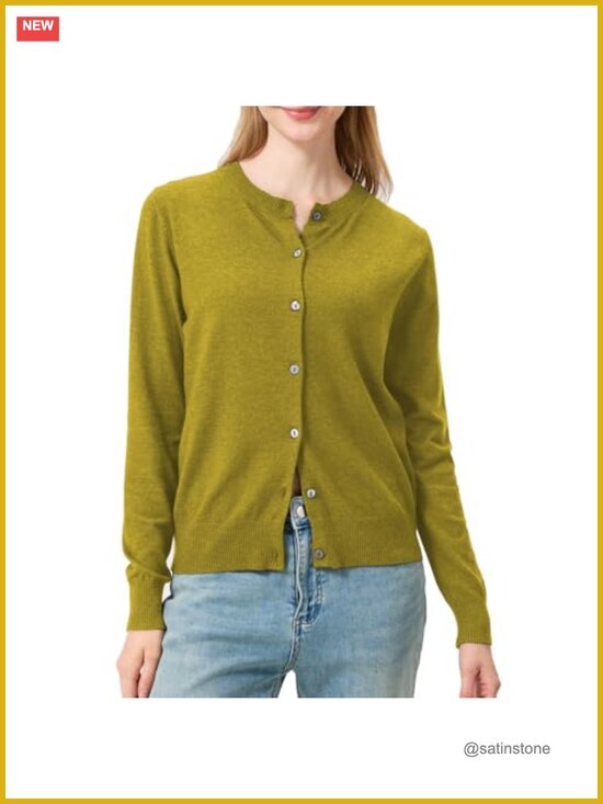 Sweaters - Womens Fall Lightweight Button Down Long Sleeve Cardigan Sweater